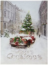 Antique Truck in City w Tree Photo on Canvas w Led Lights