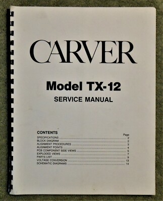 **COPY** Carver TX-12 Service Manual