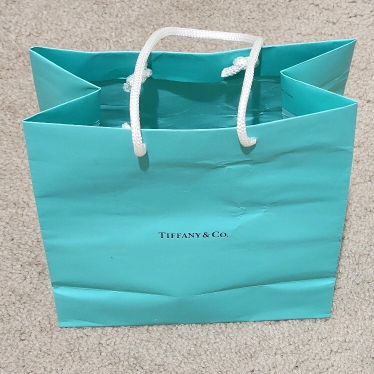 Authentic TIFFANY & CO. Medium Aqua Blue Paper Shopping Bag 9.75" x 8" x 4" - Image 4 of 4