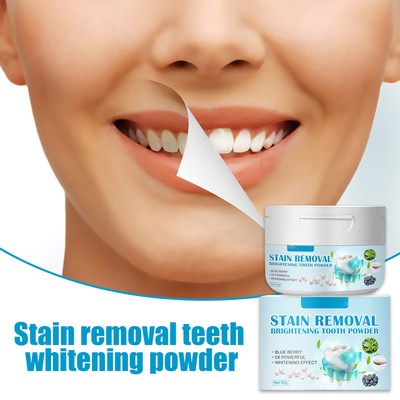 Blueberry Teeth Whitening Powder Backpulver Soda Atem Auffrischen Plaque Sta FAT