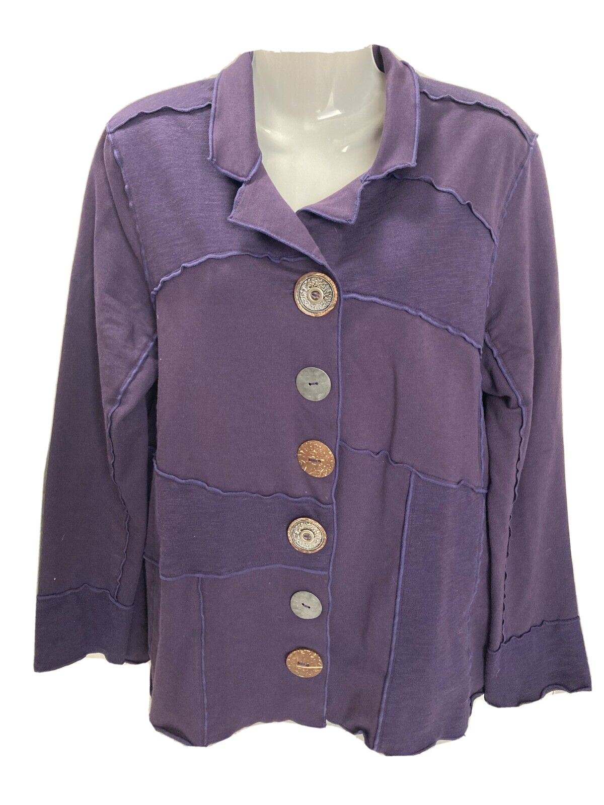 Soft Surroundings Button Front Jacket Top Raw Pat… - image 4