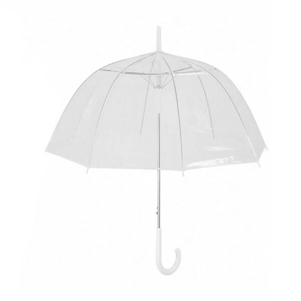 2x Ombrello sposa trasparente maniglia bianca bianco automatico umbrella pioggia - Immagine 4 di 4