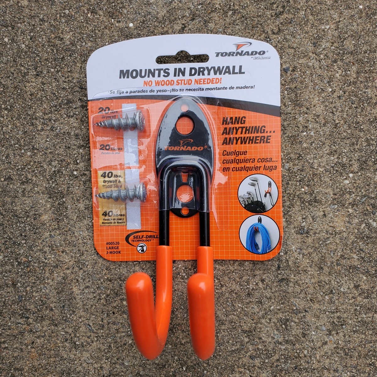 ITW Tornado 00520 J520 Large J-Hook E-Z Wall Anchor Pack Case