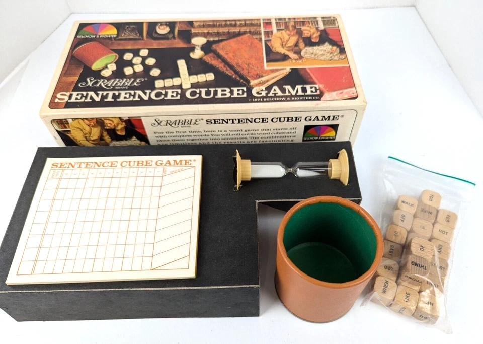 Scrabble Sentence Cube Game Vintage 1971 Selchow & Righter Free Shipping - Image 4 of 4