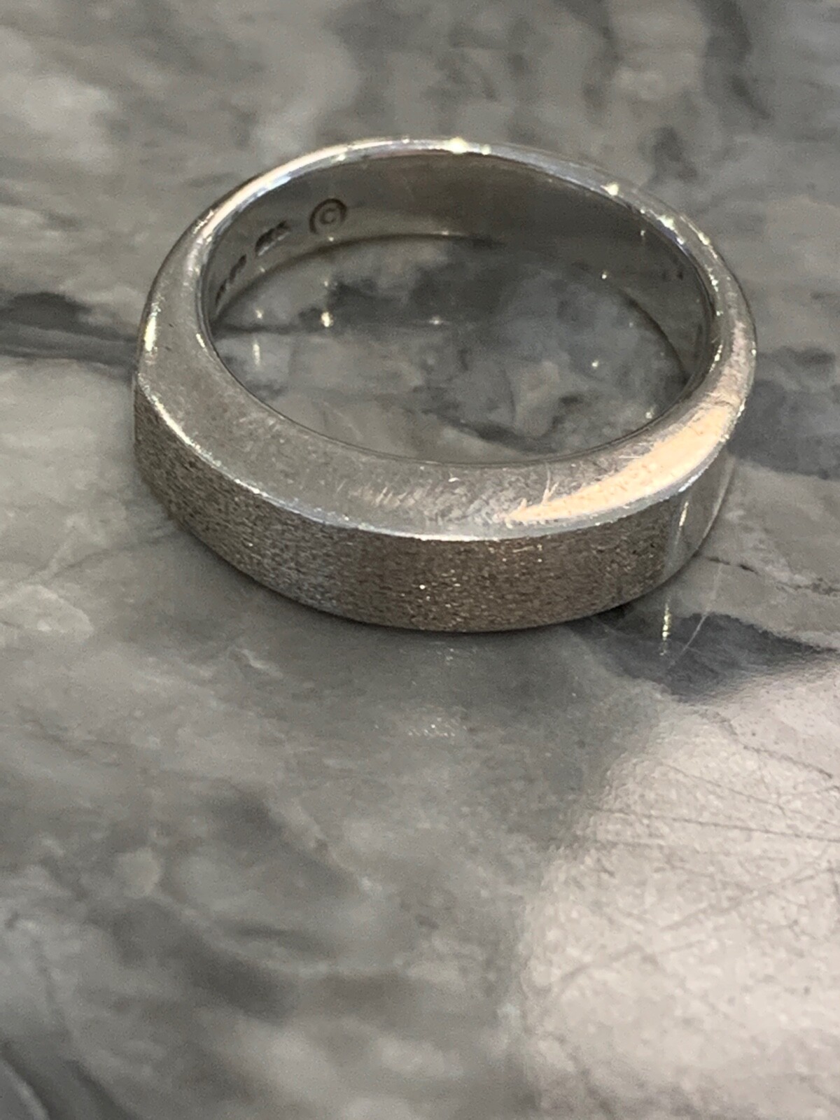 Vintage Solid Silver Hallmarked Ring  Thick Brush… - image 7