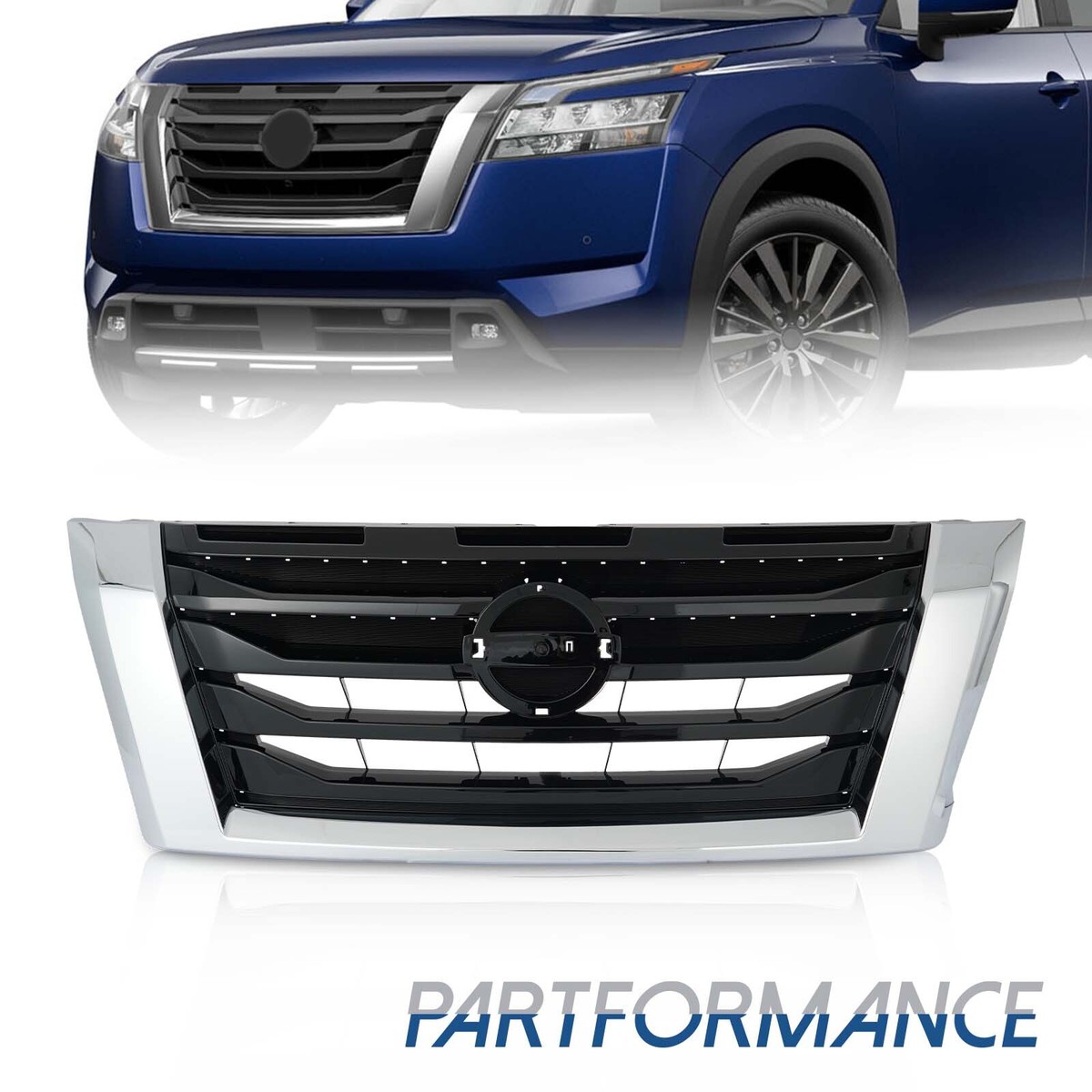 Fit NISSAN PATHFINDER 2022 2023 2024 Front Black Chrome Upper
