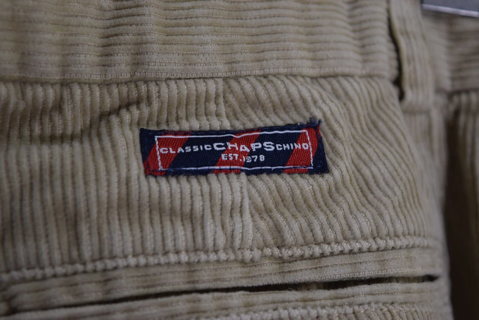 Pantalones de vestir informales Chaps Ralph Lauren NIÑOS XXL 16 tostados medianos pana de ballena 28x29 Foto 4 de 4