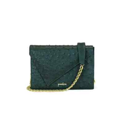 Giovanna Barrios Ostrich Cliffhanger Purse  - Green