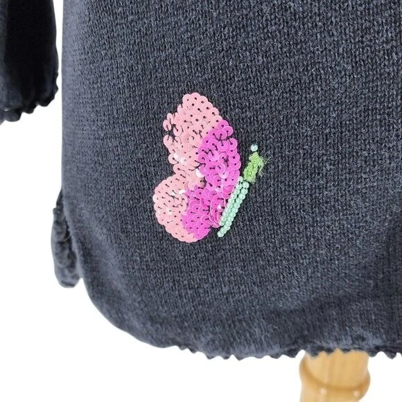 Vintage Quacker Factory Womens 1X Sweater Embellished Sequins Heart Butterfly - Image 4 of 4