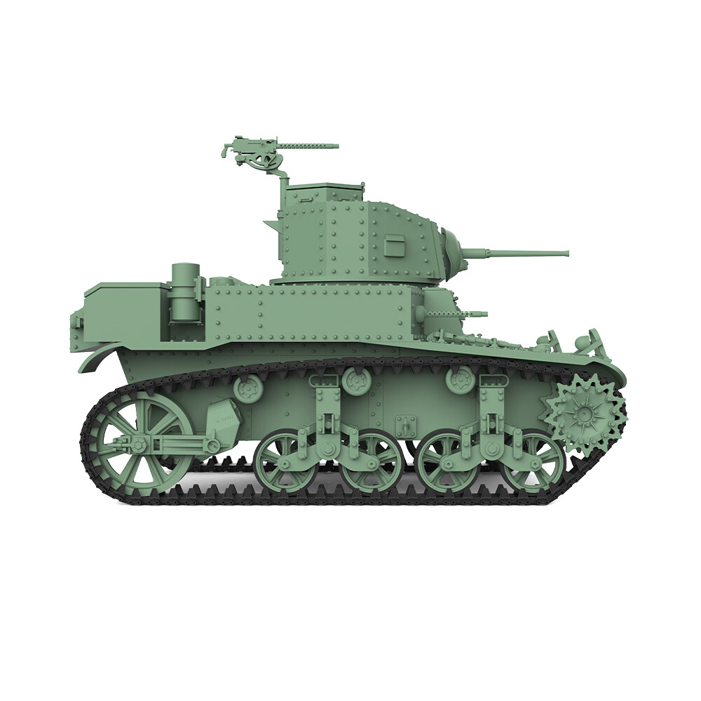 MRY-SFW US M3A3 Stuart Light Tank Model Kit – 1/87 HO Scale Military Resin Model For Railway Diorama - View #6