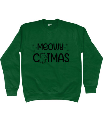 UNISEX MEOWY CATMAS WEIHNACHTSPULLOVER, KATZENLIEBHABER WEIHNACHTSPULLOVER GRÜN