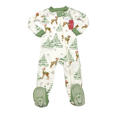 Burt's Bees Baby Boy Size 6-9M Snug Fit Footed Pajama One-Piece