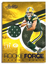 ROOKIE CARD TREVOR DAVIS Packers 2016 Absolute ROOKIE FORCE PLAYER WORN JERSEY