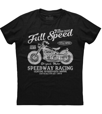 Full Speed Speedway Racing Mens Short Sleeve New Cotton Black T-shirt