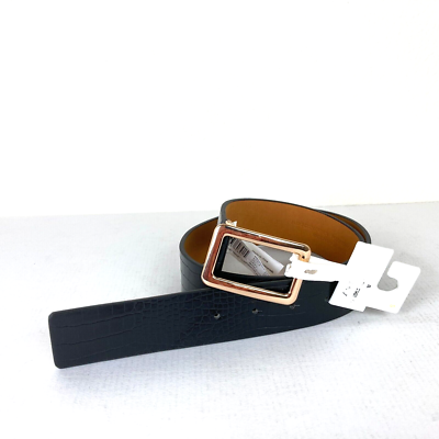 Target Women's New Belt Size S Black PU Bonded Leather Gold Buckle