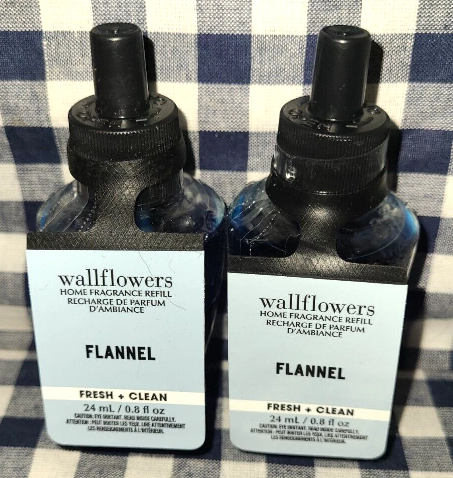 NEW 2-Pack FLANNEL Wallflower Refill Bulbs SEALED 0.8 oz Bath & Body Works