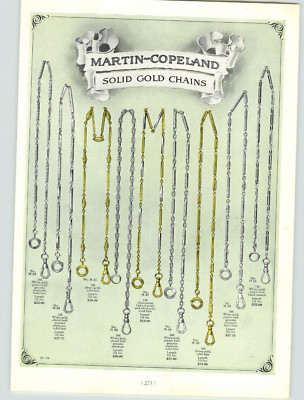 1920s PAPER AD 2 Sided Martin Copeland Solid Gold Chains Jewelry Green White