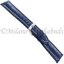 22mm Morellato Matte Blue Heavily Padded Genuine Alligator Mens Band Reg 2120