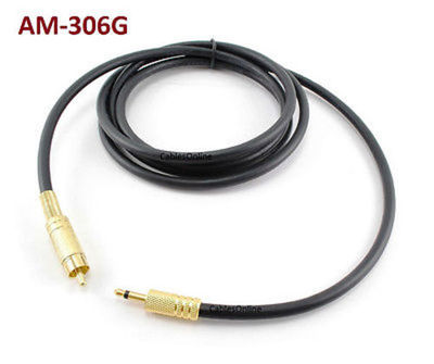 6ft 3.5mm Mono Mini Jack Plug to Single RCA Plug Audio/Video Gold-Plated Cable