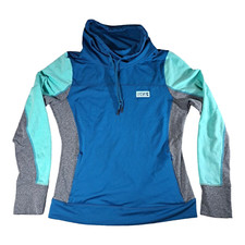 Victoria's Secret Pink Teal Sweatshirt Womens LG Cowl Neck Pullover Thumbholes