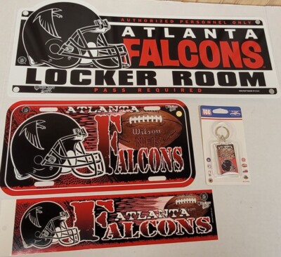 NFL Atlanta Falcons Fan Set (Locker Room Sign, License Plate, Sticker, Keychain)