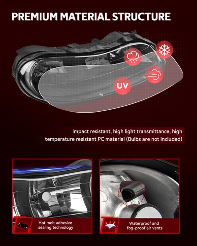 Conjunto de faros para Chevrolet Malibu 1997-2003 reflector transparente lente transparente - Imagen 4 de 11