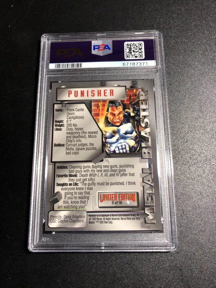1995 Marvel Metal #9 - Punisher Metal Blaster - PSA 10 Gem Mint Low Pop Rare - Image 2 of 2
