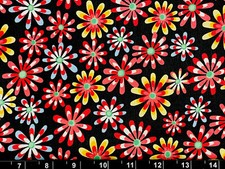 Tina Scrap Daisy Flowers Packed Garden Bouquet Floral FABRIC 9"x21" COTTON