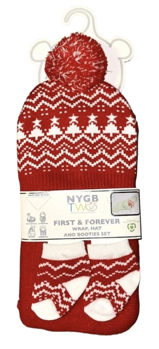 NYGB TWO First & Forever Wrap, Hat and Booties Set