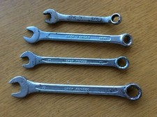 4x Vintage Drop Forged Combination Spanners, 10mm 5/16" 13mm V-13, Auto Repair