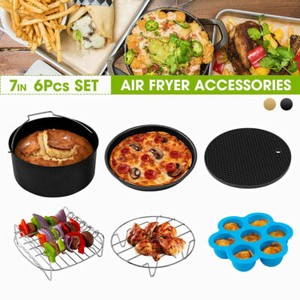 6PCs 7" Air Ensemble d'accessoires de friteuse BBQ Moule de frites de pizza pour 3,2-6.8QT