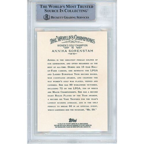 2011 Topps Allen and Ginter #45 Annika Sorenstam Signed Card LPGA AUTO Beckett - Picture 2 of 5