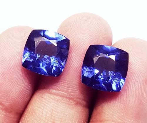 Par de piedras preciosas sueltas tanzanita natural 18 quilates corte cojín certificado L575 - Imagen 4 de 9