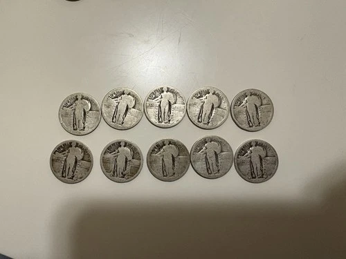 standing liberty quarter lot of 10
