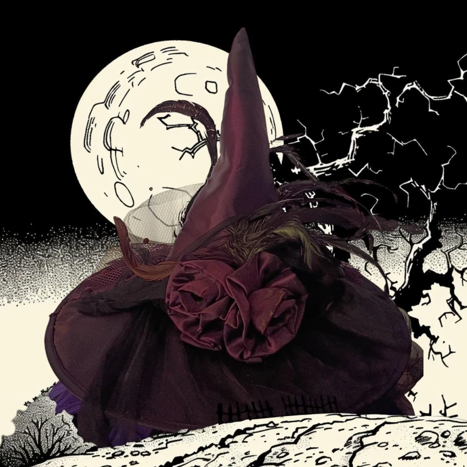 Disfraz de bruja de Halloween conjunto de 4 piezas capa, sombrero, corsé y zapatos disfraces o Foto 2 de 2