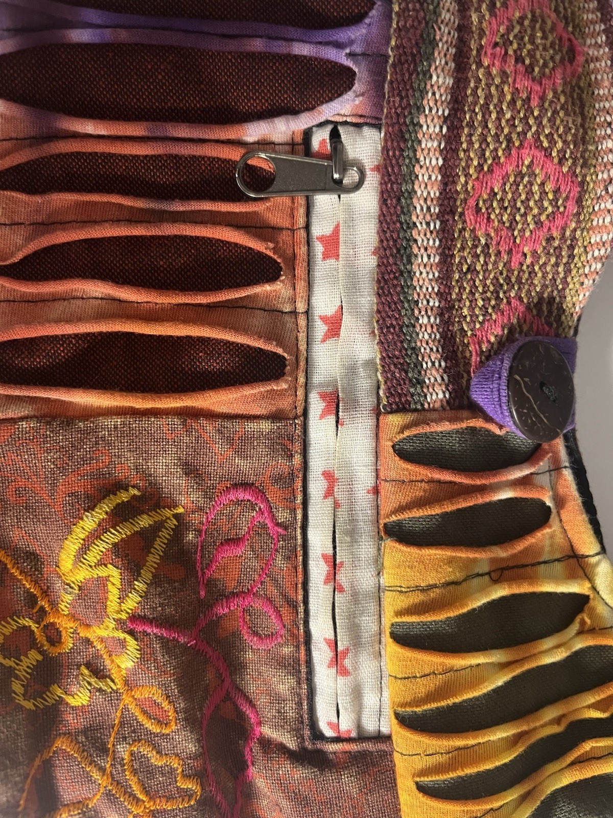 Bohemian Multicolor Patchwork Embroidered Shoulde… - image 4