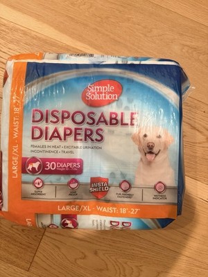 Simple Solution Disposable Dog Diapers, Large Diapers for Dogs, 18-27 in. 30 cnt