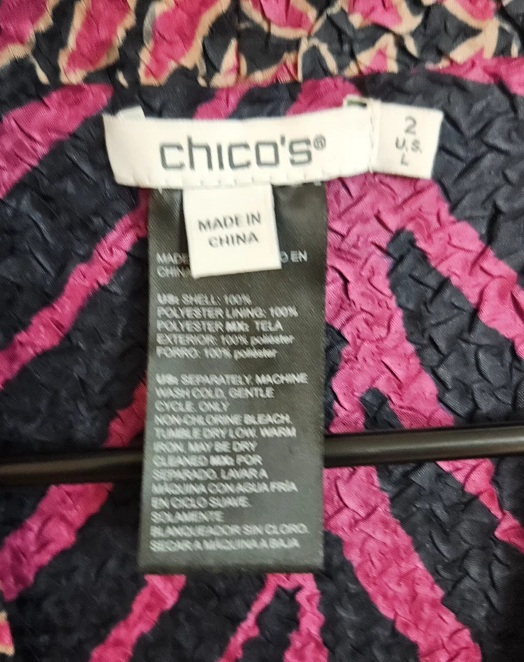 Chico's Size 2 Reversible Animal Print Floral Crushed Duster Kimono Jacket L - Image 4 of 4