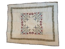 Country Living Floral Quilted Pillow Sham 20x26 Cotton Embroidered 1 Pc