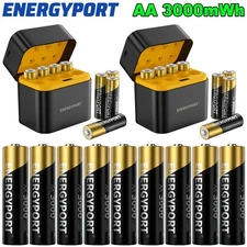 8/16/24/32PCS 3000mWh 1.5V AA Lithium Rechargeable Battery with Charger Box Lot