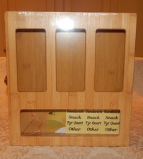 Food Storage Bag Organizer for Kitchen Drawer or Hanging, Bamboo