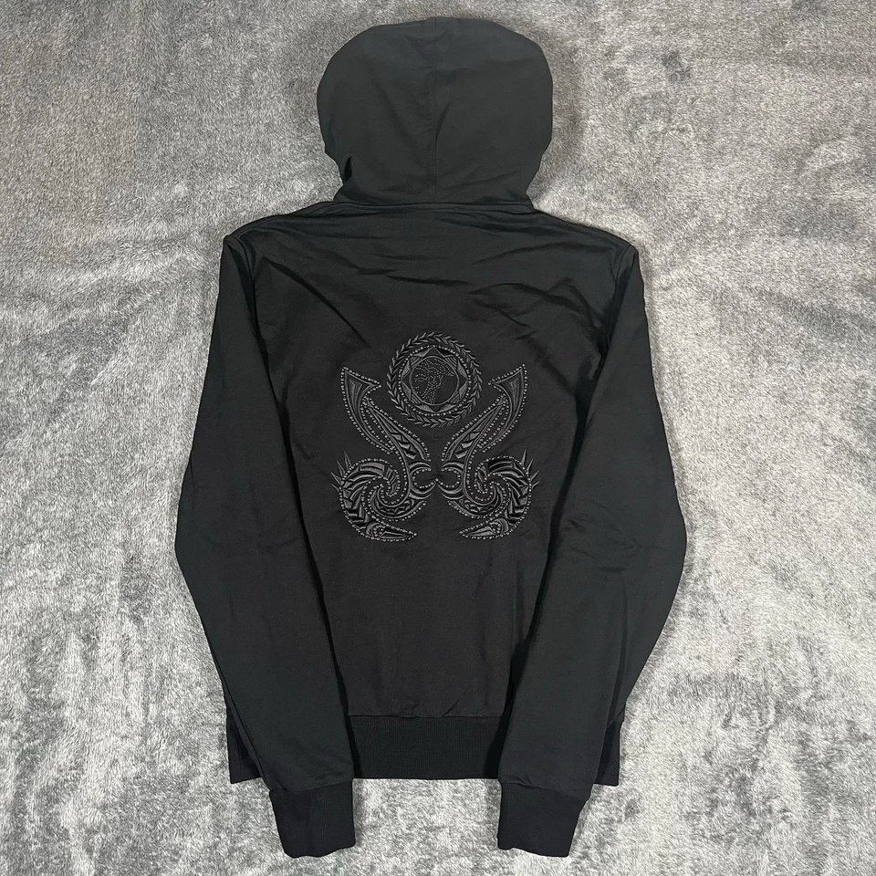 Sudadera con Capucha Mujer Versace Collection Cremallera Completa Bordada Negra Talla Mediana Foto 2 de 4
