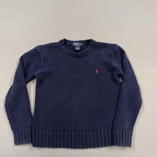 Polo Ralph Lauren Sweater Kids S Blue Cotton Knit Crew Neck Logo Pullover