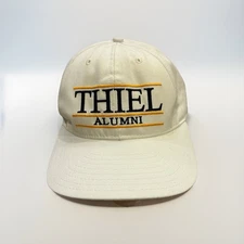 VINTAGE Thiel Alumni Mens White Bar Adjustable SnapBack Hat Baseball Cap USA