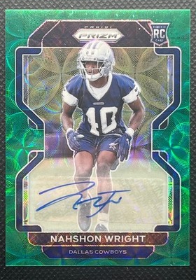 2021 Panini Prizm #438 Nahshon Wright Rookie Autographs Prizm Green Scope #/75
