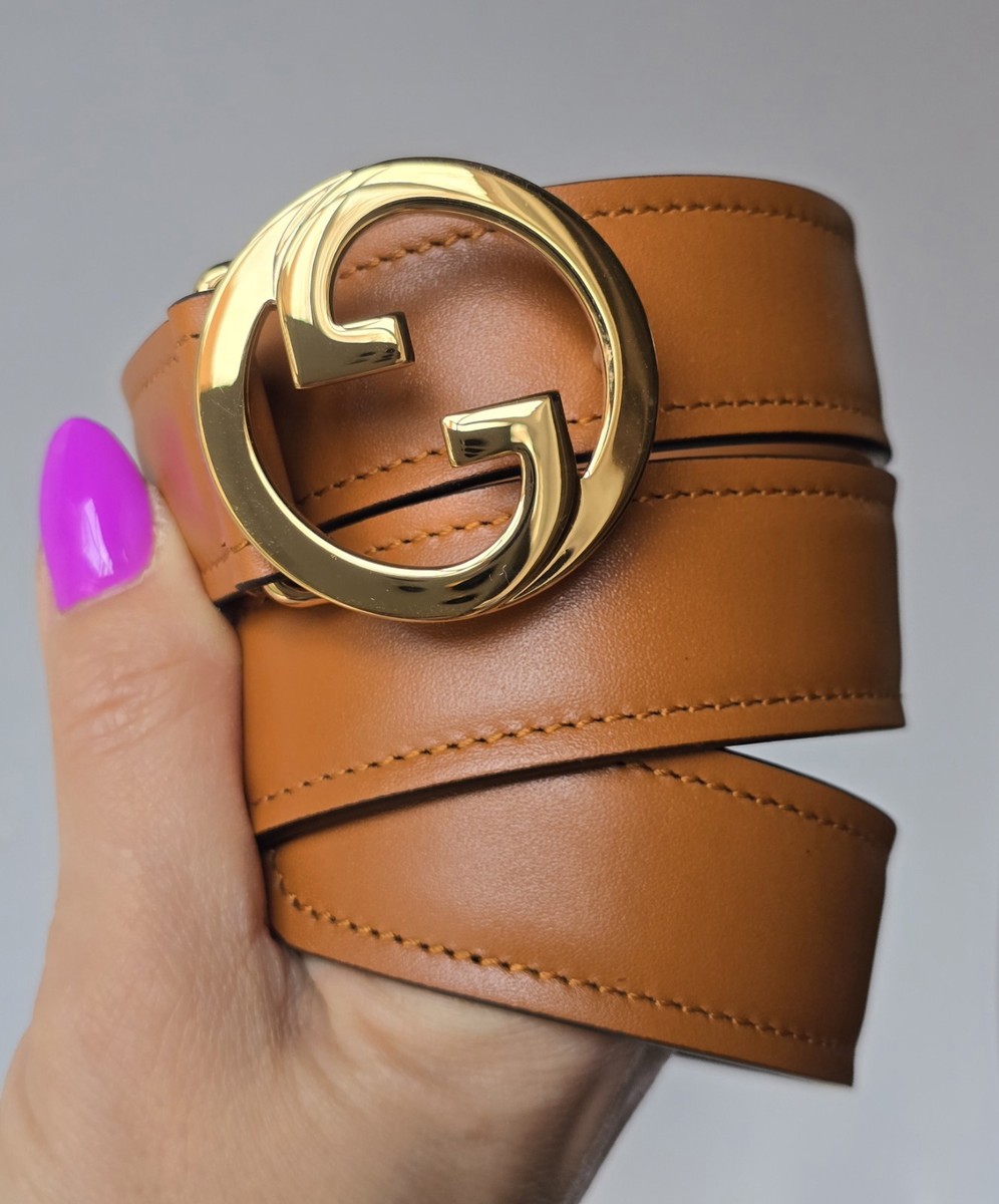 Gucci Belt 70 28 Ciny Lux Brown Leather Gold GG Logo Buckle  display picture 2