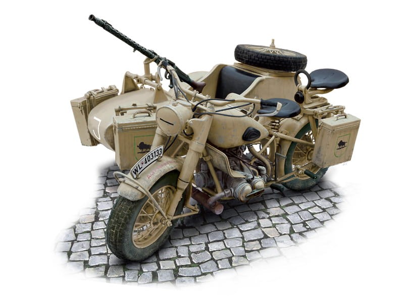 ITALERI 7403 - 1:9 German Military Motorcycle with Sidecar