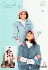 STYLECRAFT 9765 SCARVES HAT BERET WRIST WARMERS Knitting Pattern Double Knit DK