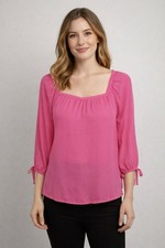Banana Republic 3/4 Sleeve Tie Pink Sheer Lightweight Boho NWT Blouse Size XS