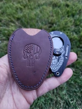 Xikar Xi cigar cutter sleeve case Punisher  Embossed Dark Brown Vegtan Leather 